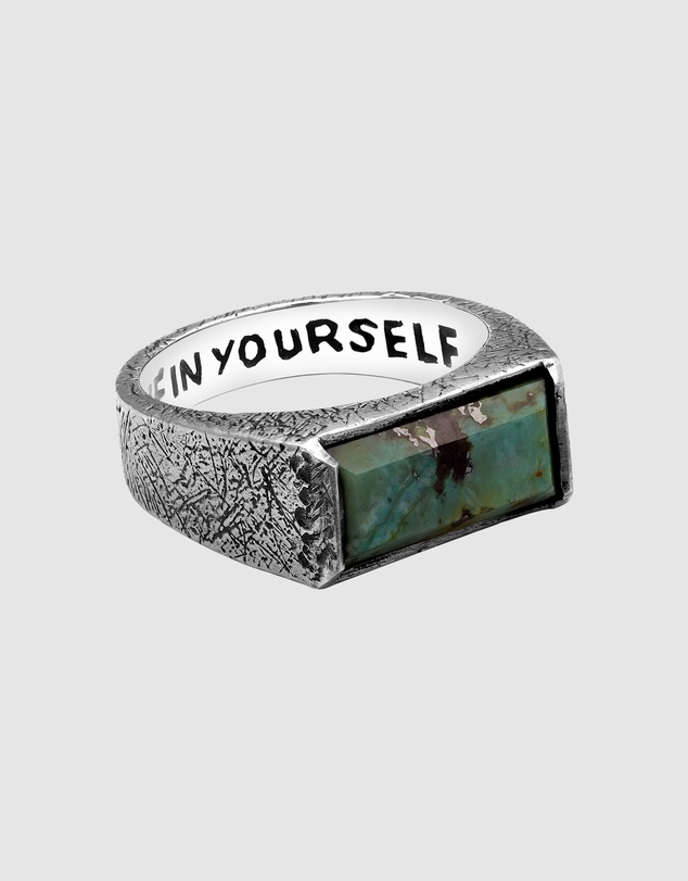 Haze & Glory - ICONIC EXCLUSIVE - Ring Signet Men Bold Bar African Turquoise 925 Sterling Silver