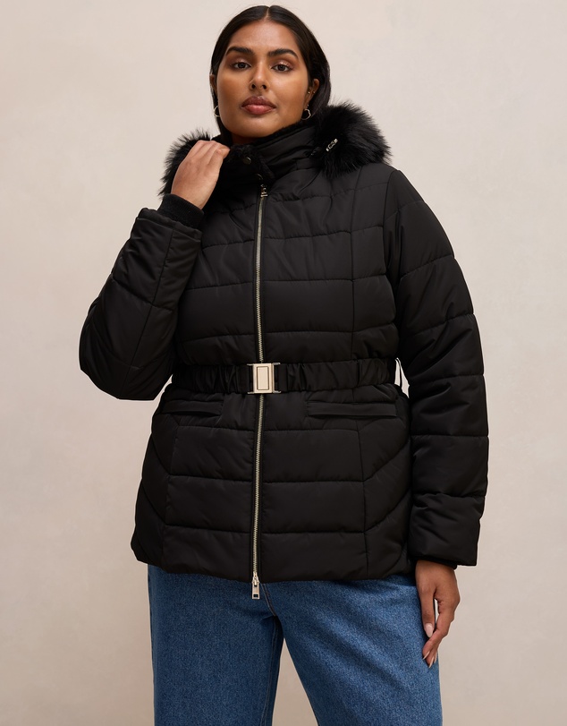 Forever New Curve - Macey Curve Short Puffer Jacket