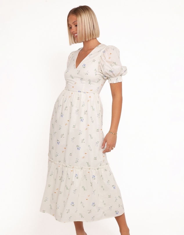 Petal & Pup - Steele Puff Sleeve Midi Dress - Floral
