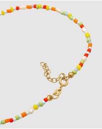 Elli Jewelry - Anklet Glass Beads Colorful with Freshwater Cultured Pearls in 925 Sterling Silver Gold Plated