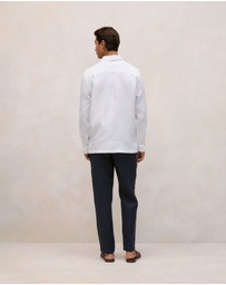 Trenery - Linen Half Placket Shirt in White