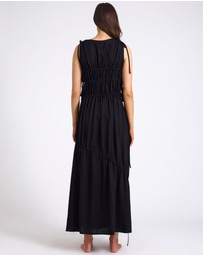 ONE TEASPOON - Evelyn Gathered Ruched Maxi Dress - Black