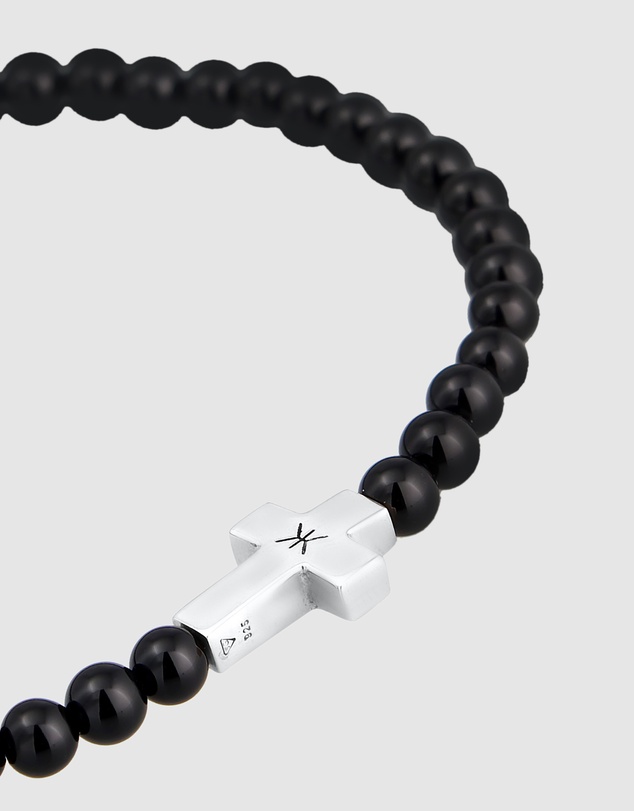 Kuzzoi - ICONIC EXCLUSIVE - Onyx Beads Bracelet with Silver Cross