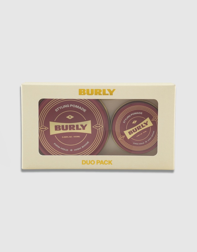 BURLY - DUO Pack - Styling Pomade - Water Based - High Shine - Firm Hold - Australian Made