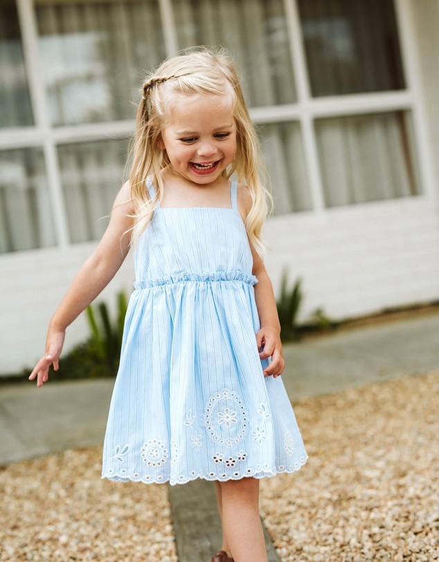 Fox & Finch - Piccolina Cutwork Stripe Dress - Kids