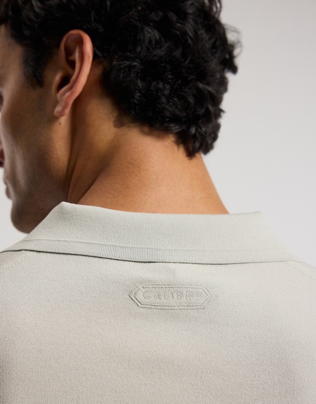 Calibre - Technical Knit Rib Collar Polo Silver