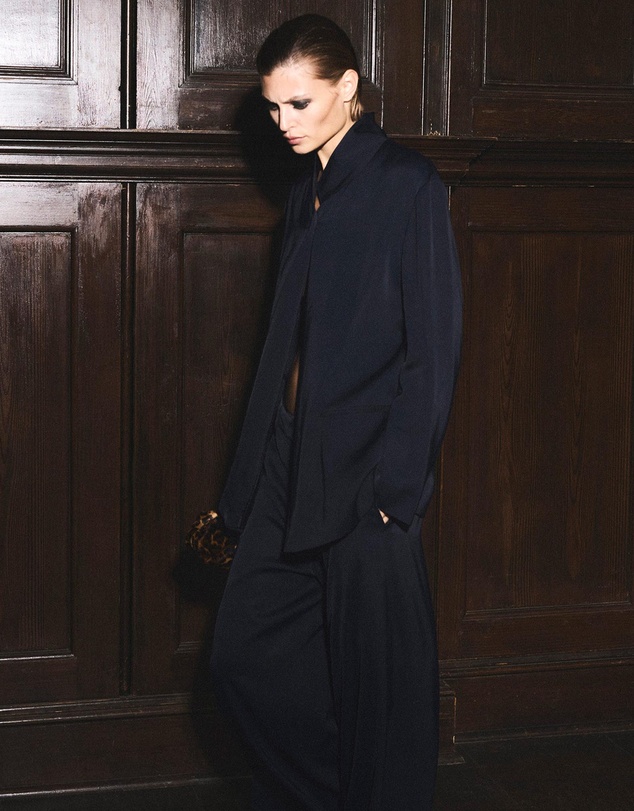 COS - Stand-Collar Satin Tuxedo Blazer