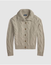Polo Ralph Lauren - Cable Wool-Cashmere Funnelneck Cardigan - ICONIC EXCLUSIVE