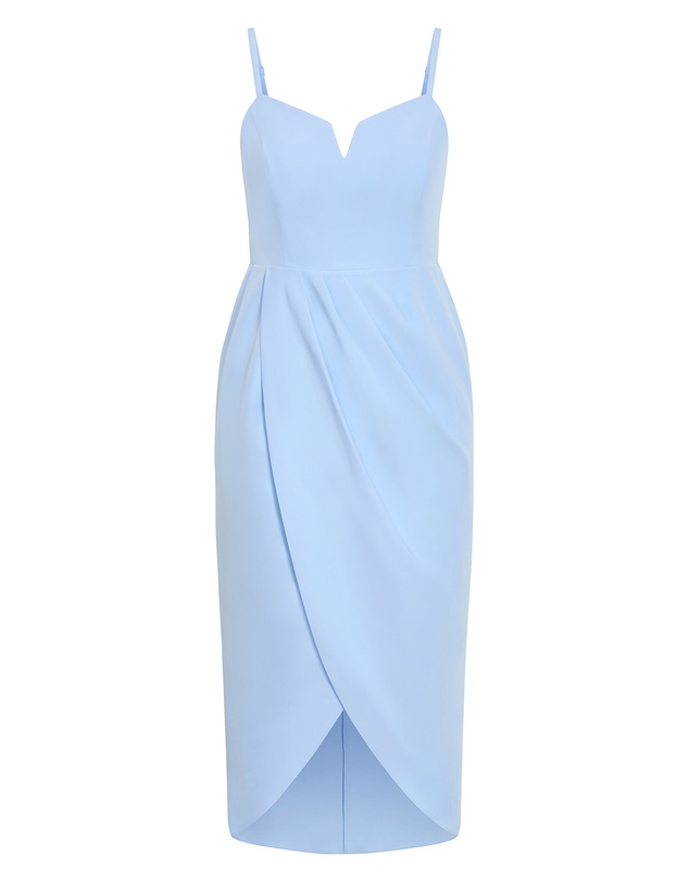 City Chic - Plus size Sassy Flex Fit Tulip V Dress - soft blue