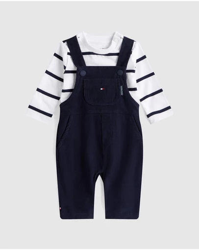 Tommy Hilfiger - Corduroy Dungarees & Long Sleeve Top Set - Babies
