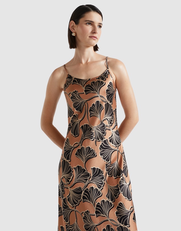 Seed Heritage - Satin Abstract Floral Slip Dress