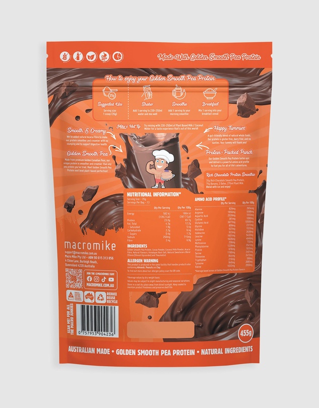 Macro Mike - Chocolate Golden Smooth Pea Protein - 455g