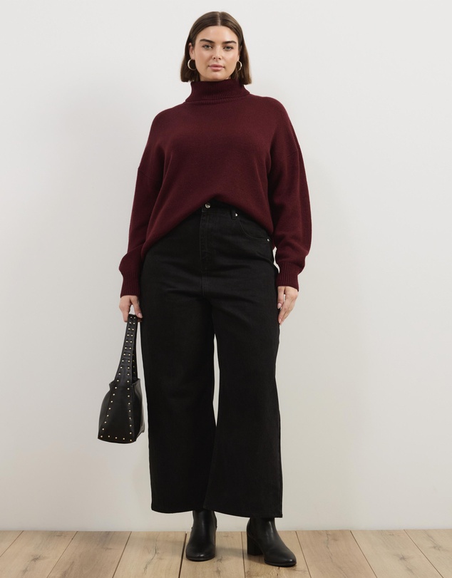 Atmos&Here Curvy - Kara Cropped Wide Leg Jeans