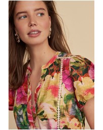 NEXT - Button Through Lace Insert Mini Dress With Linen