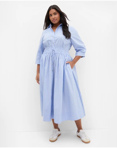 City Chic - Lana Elbow Sleeve Shirt Dress