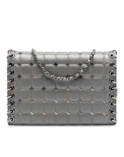 Pre-Loved by Azura Reborn - Pre-Loved Small Lambskin Chocolate Bar CC Piercing Studded Chain Flap