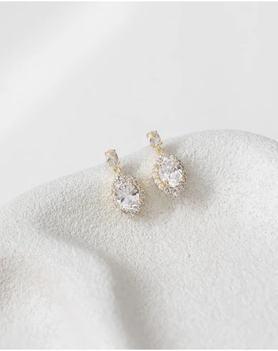 The White Collection - Anna Earrings - Classic Gold Bridal Earrings