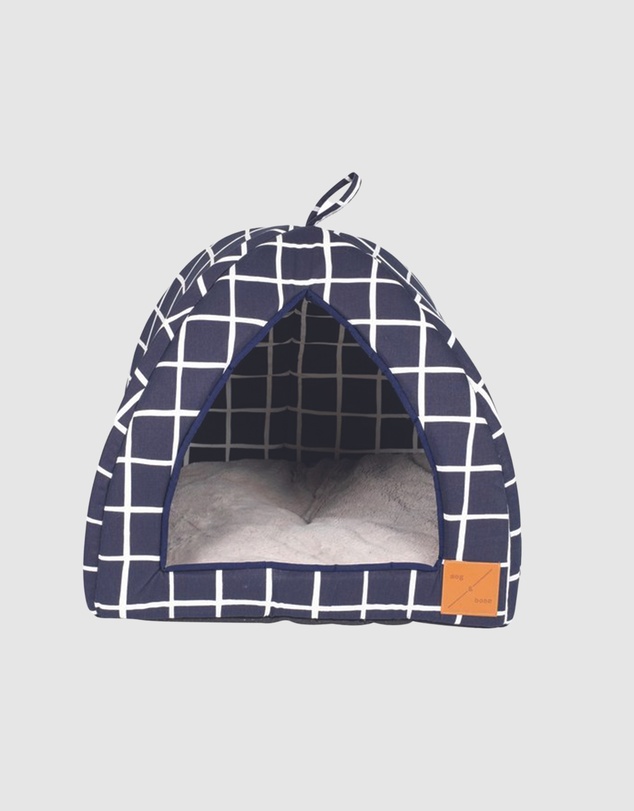 Mog & Bone - Cat Igloo - Navy Check Print