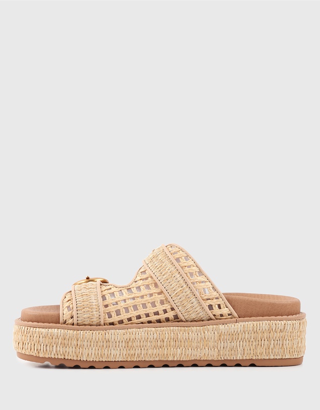 Betts - Vacay Raffia Platform Slide Sandals