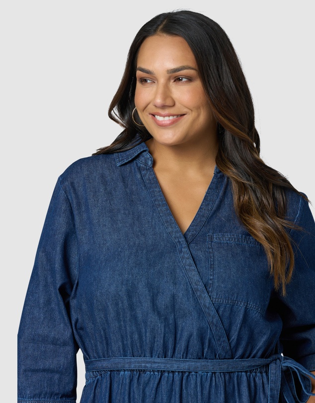 Indigo Tonic - Thalia Chambray Wrap Midi Dress