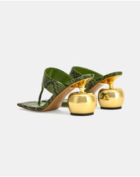JW PEI - Naomi Snakeskin Heeled Flip Flops