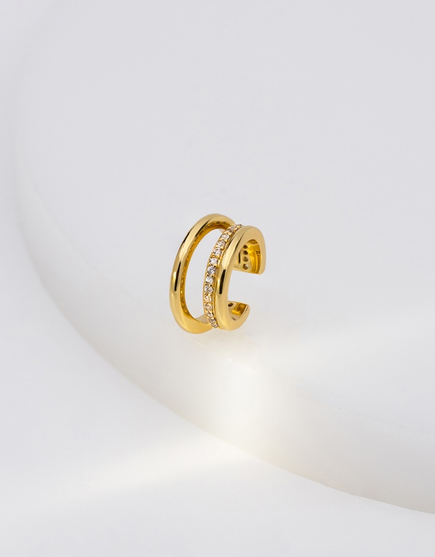 Wanderlust + Co - Double Pave Gold 9mm Ear Cuff