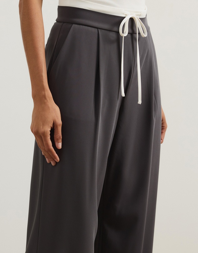 Atmos&Here - Cally Contrast Waist Wide Leg Pants