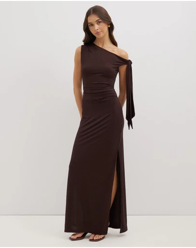 Dazie - Dance Fever Tie Shoulder Jersey Maxi Dress