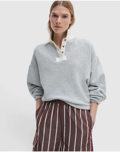 rag & bone - Vintage Terry Oversized Polo Sweatshirt
