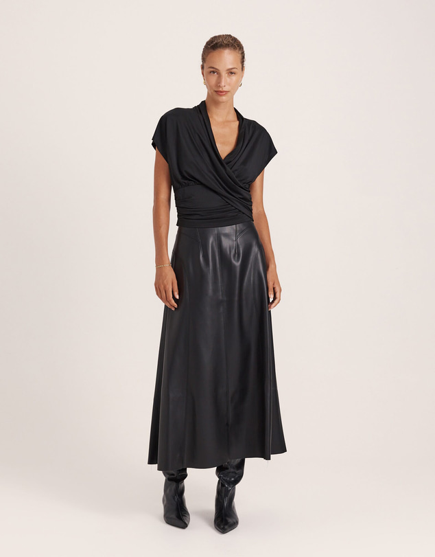 SABA - Viv Faux Leather Fluted Skirt