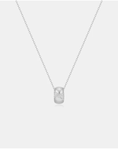 Ania Haie - Ania Haie Silver Puffed Rivulet Pave Necklace