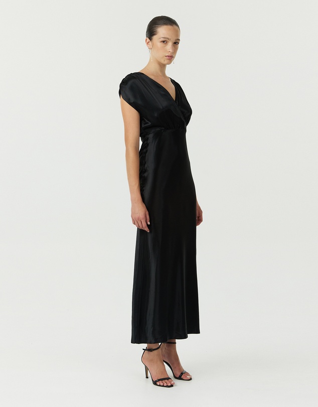 Third Form - Satin Cross Over Gather Dress