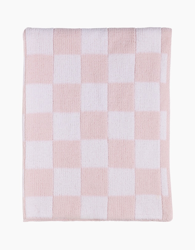 Living Textiles - Chenille Blanket - Checkered Pink