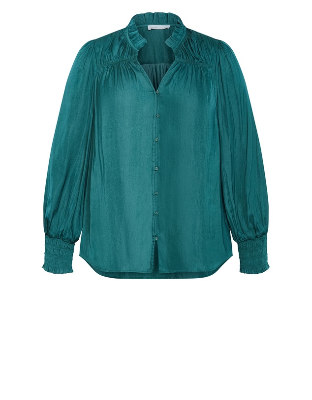 City Chic - Plus size Bringing Drama Long Sleeve Shirt - emerald