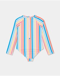 Roxy - Girls 8 to 16 Holly Stripe Long Sleeve Onesie Rash Vest