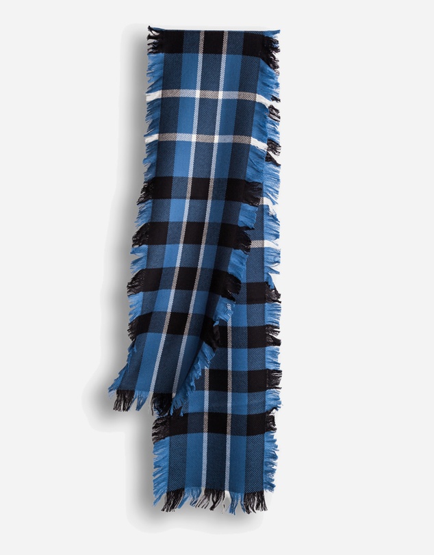 Ozwear Connection Uggs - Ugg Fringed Check Wool Scarf Blue and Check