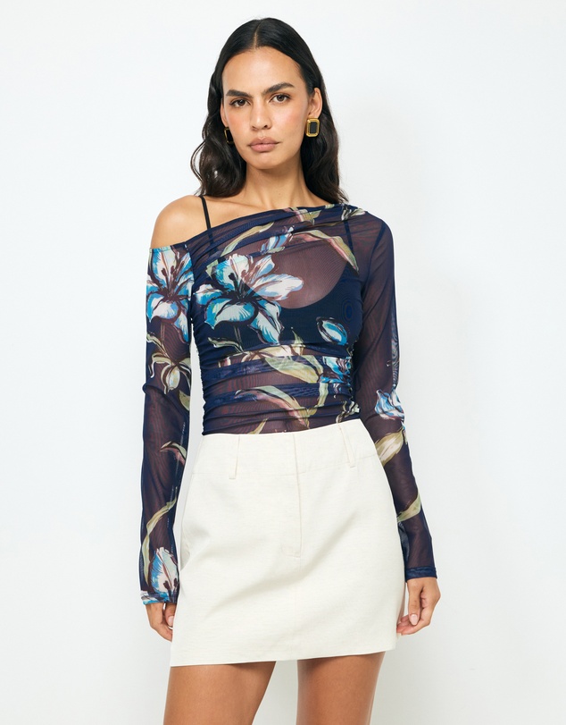 AERE - Chloe Off Shoulder Mesh Top
