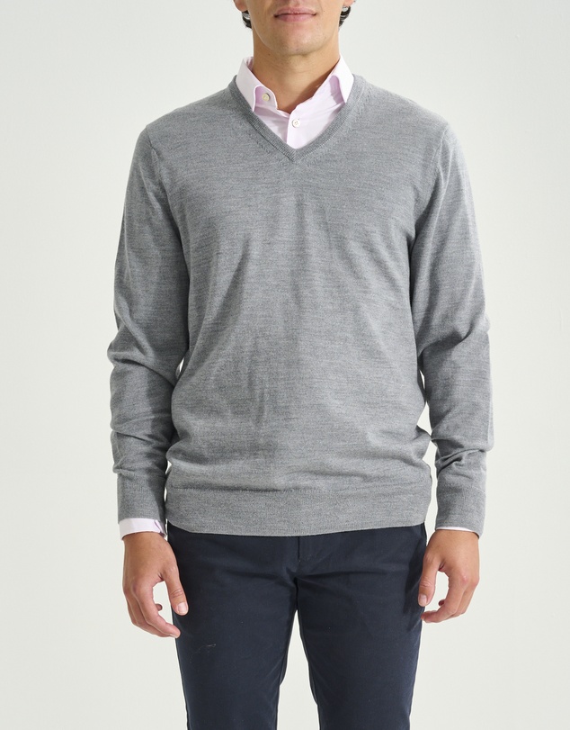 3 Wise Men - 3 Wise Men Fisher V Neck - Grey Marle