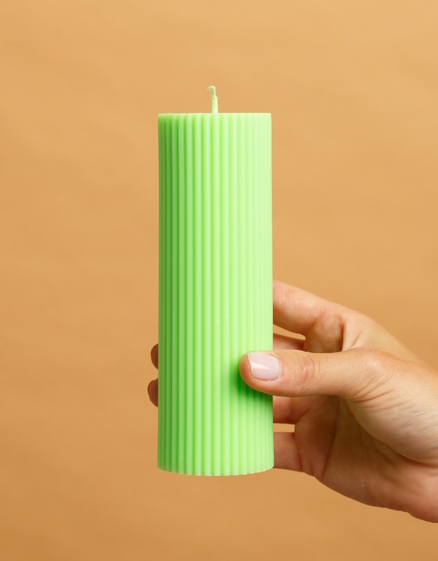 XRJ Celebrations - Pillar Neon Green Candle