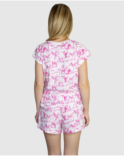 Sant And Abel - Women's Skydog Toile Pink Jersey Short PJ Set