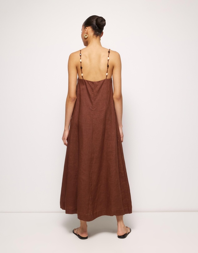 AERE - Nora Beaded Linen Maxi Dress