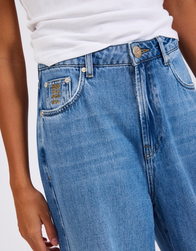 ONE TEASPOON - Love Machines Mid Waist Super Wide Leg Denim Jeans - Bright Blue