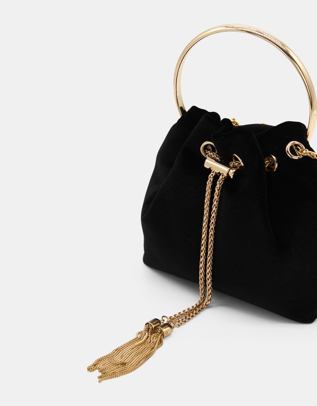 Morgan & Taylor - Nicola Velvet Bucket Bag in Black