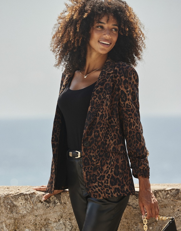 Sosandar - Leopard Print Single Breasted Blazer