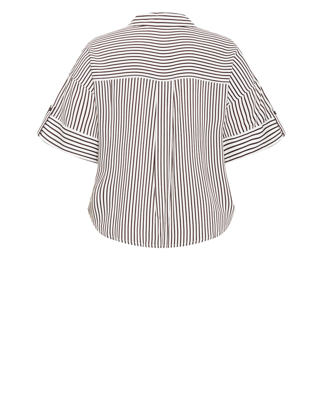 City Chic - Plus size Demi Stripe Relaxed Shirt - choc ivory