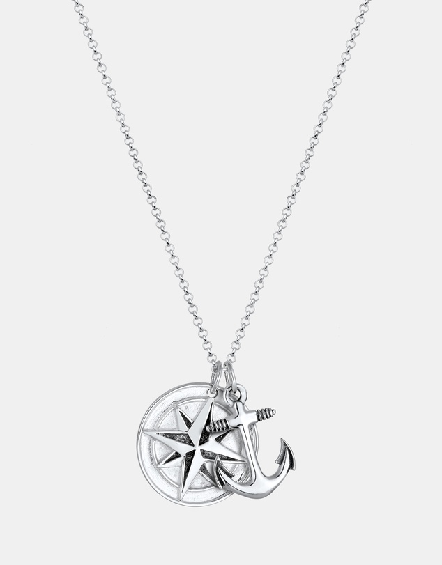 Kuzzoi - ICONIC EXCLUSIVE - Long Necklace with Anchor Pendant in Oxidised 925 Sterling Silver