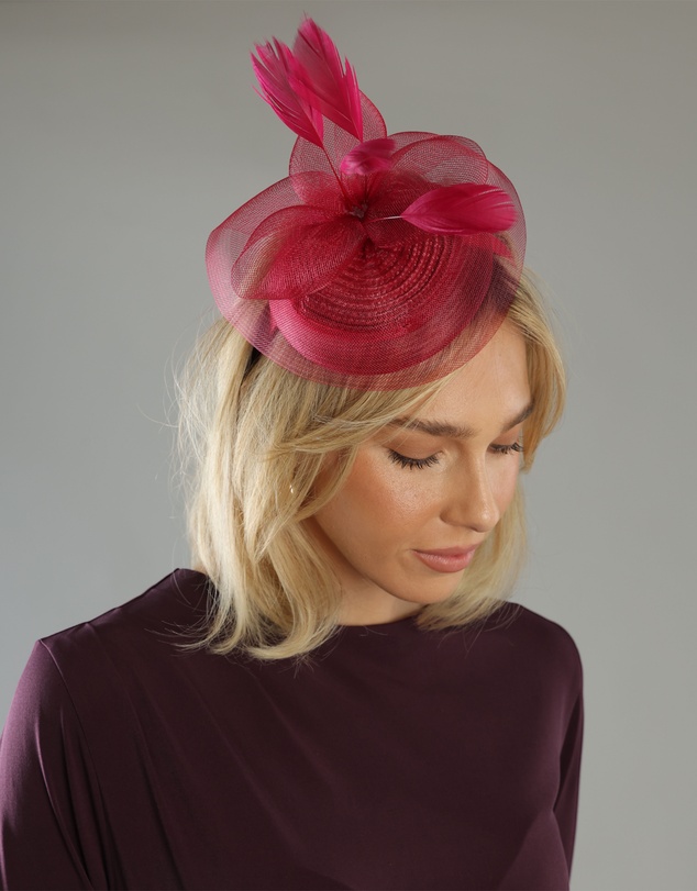 Morgan & Taylor - Elisa Fascinator in Burgundy Red