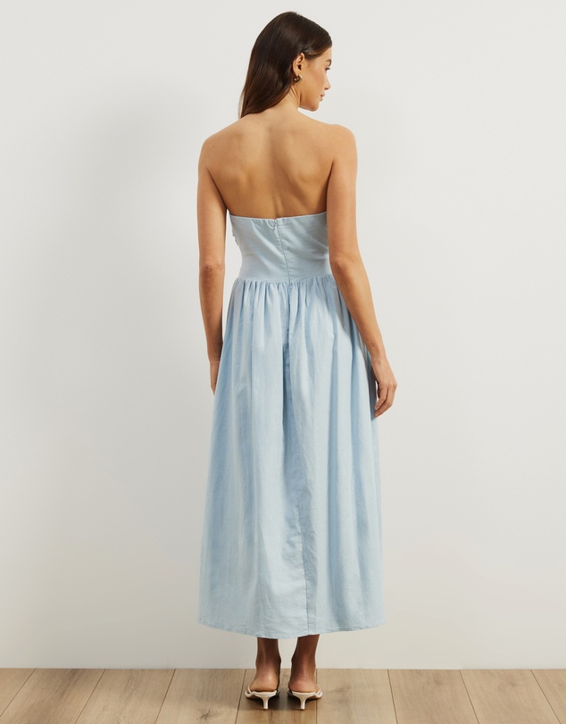 Atmos&Here - Laura Strapless Linen Blend Midi Dress