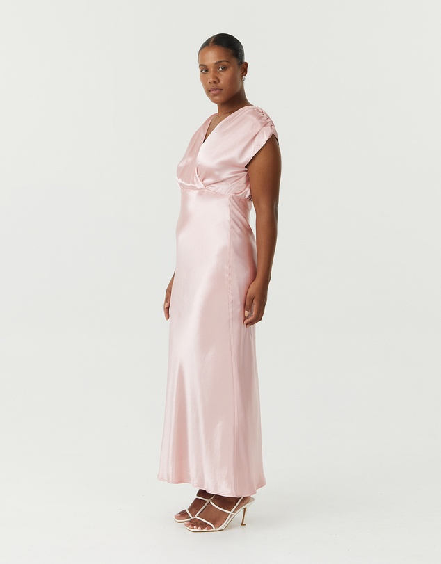 Third Form - Satin Cross Over Gather Dress