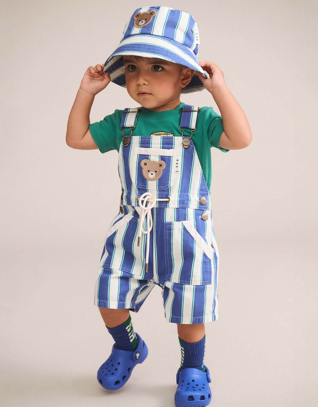 Huxbaby - Tropical Stripe Shortall Overalls - Babies-Kids